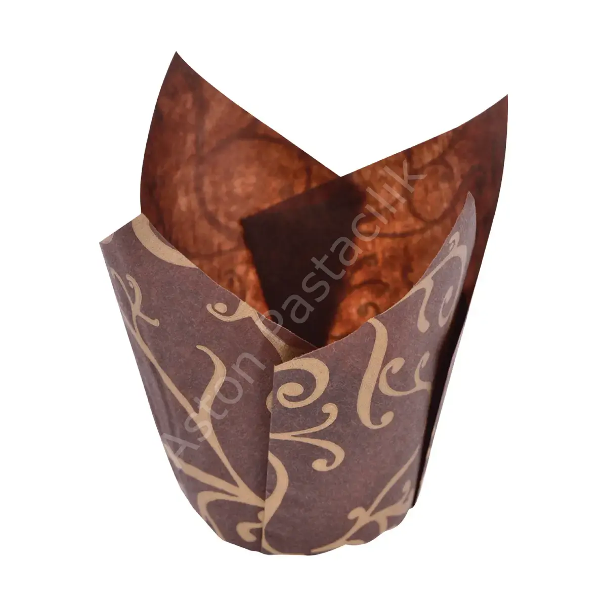 Tulip Muffin Kek Kapsülü / Kâğıdı (Kahve Yaldız Desen - 16x5 cm) - 200 Adet