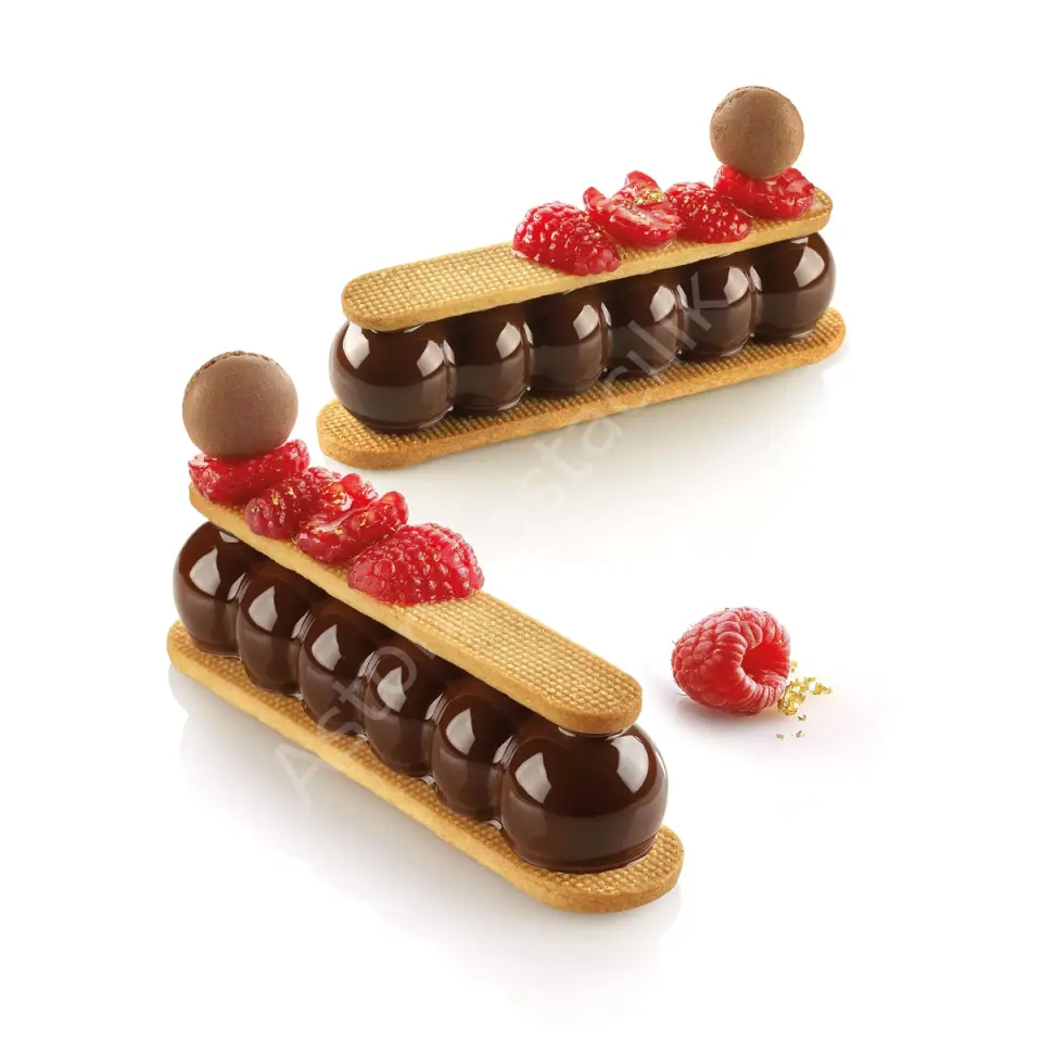Silikomart Truffle Eclair Trüf Dokulu Modern Ekler Silikon Kalıbı - Carmine Di Donna Serisi (Kesicili - 8 Gözlü)
