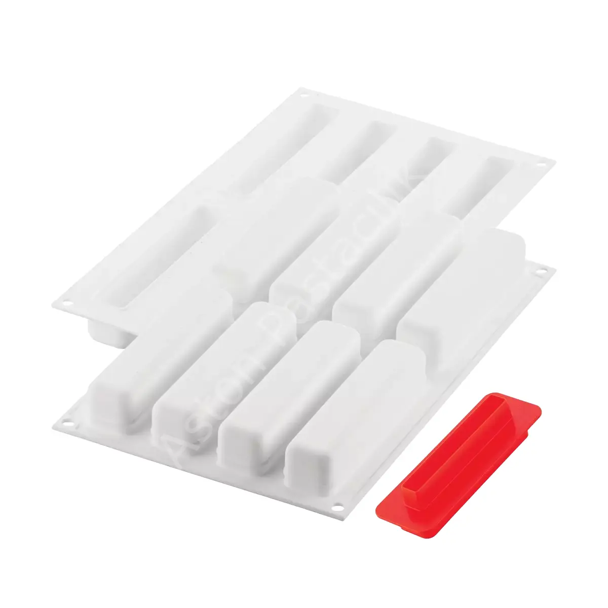 Silikomart Stripe Eclair Modern Dikdörtgen Ekler Silikon Kalıbı - 8 Gözlü (Kesicili)