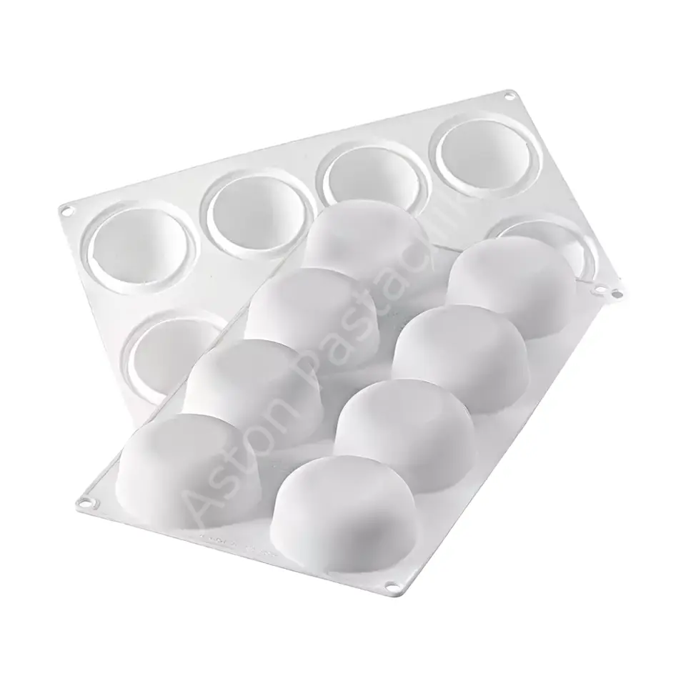 Silikomart Stone Bombeli Oval Taş Şekilli Silikon Tatlı Kalıbı 85 ml - 8 Gözlü