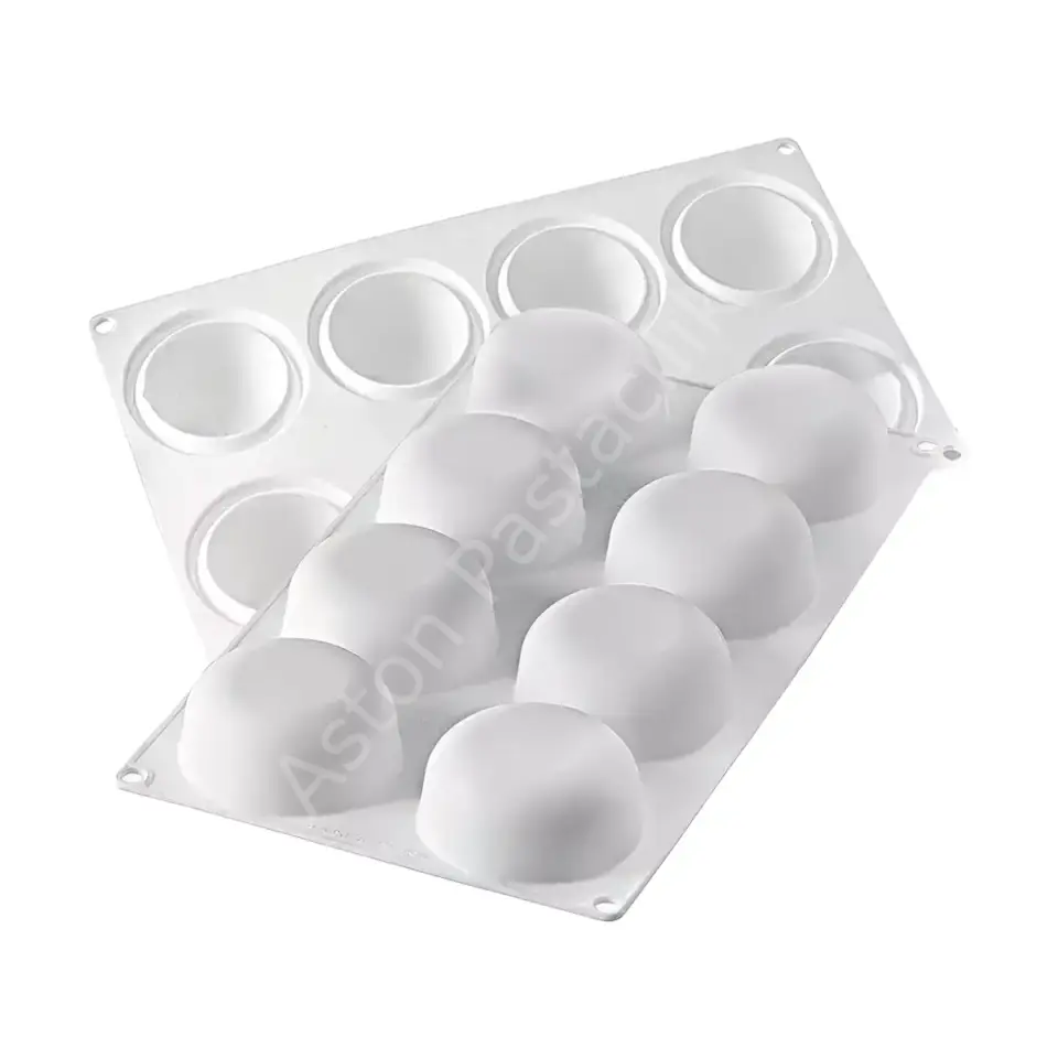 Silikomart Stone Bombeli Oval Taş Şekilli Silikon Tatlı Kalıbı 85 ml - 8 Gözlü