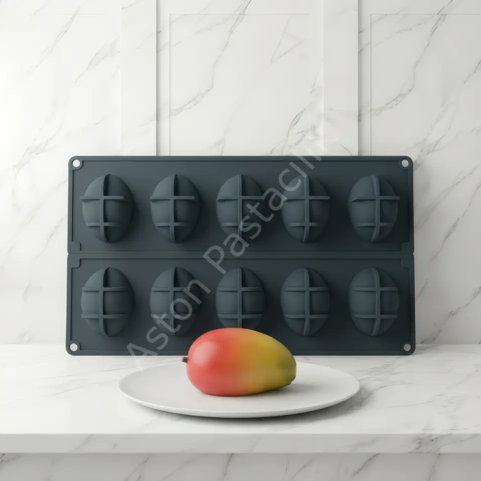 Mango Primo Premium 3D Tropikal Mango Meyve Şekilli Platin Silikon Tatlı Kalıbı 110 ml - 10 Gözlü
