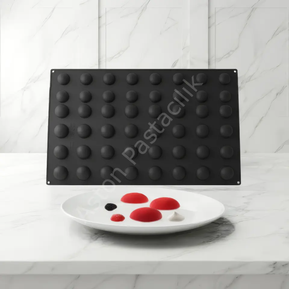 Mini Yarım Küre Silikon Tatlı ve Dolgu Kalıbı 40x60 cm - 40 mm (48 Gözlü)