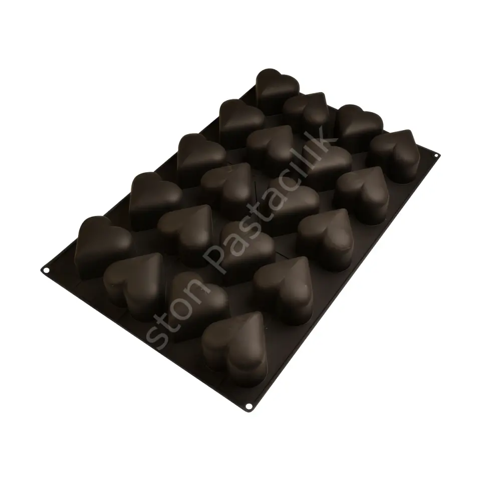 Kalp Şekilli Silikon Pasta Kalıbı 40x60 cm (12 Gözlü)