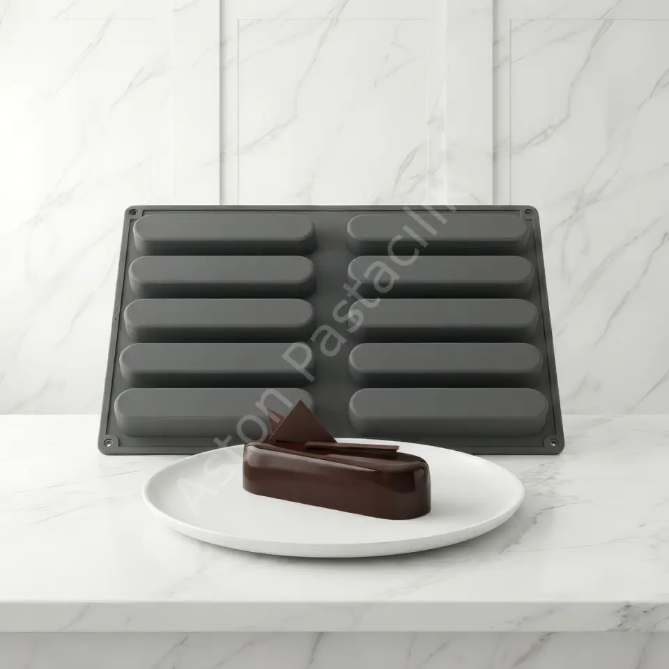 Premium Eclair Silikon Tatlı Kalıbı 80 ml - 10 Gözlü