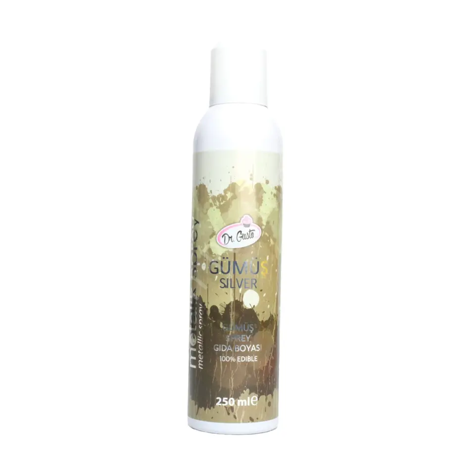 Dr. Gusto Metalik Sprey Gıda Boyası Gümüş 250 ml