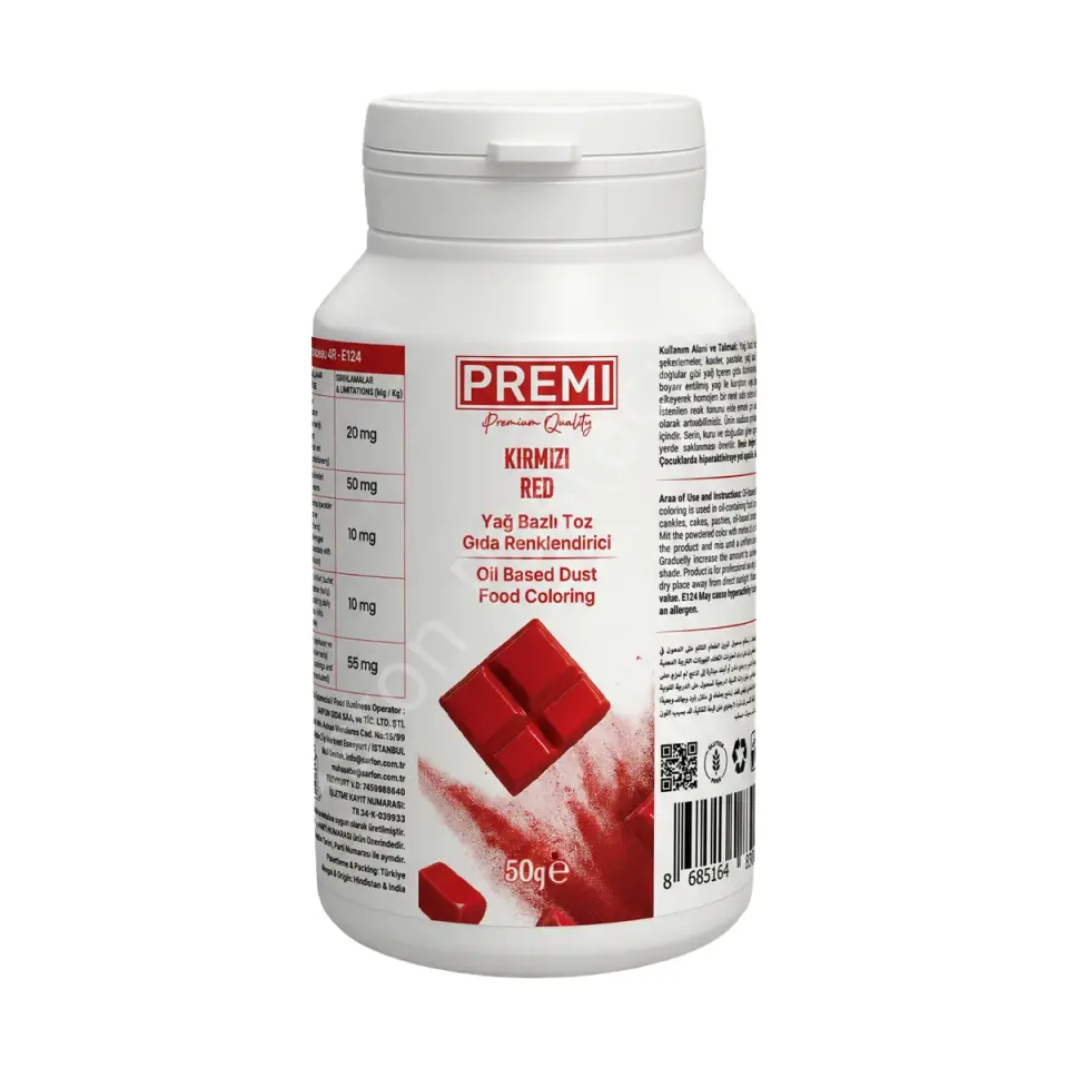 Premi Yağ Bazlı Toz Gıda Boyası Kırmızı 50 g